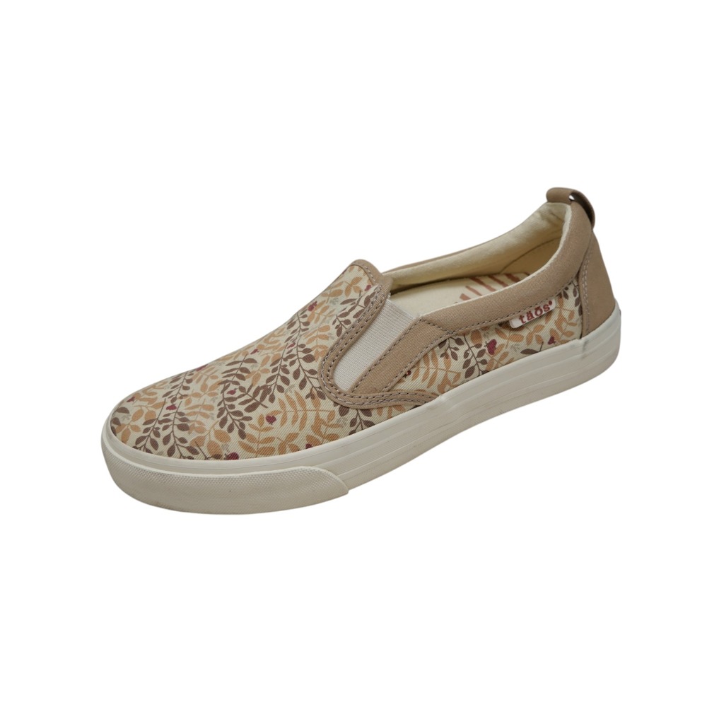 Taos Rubber Soul Shoes Women's 8.5 Tan Branch Canvas Slip On Casual Sneakers